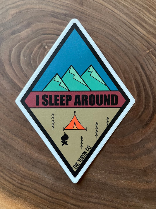 I sleep around sticker