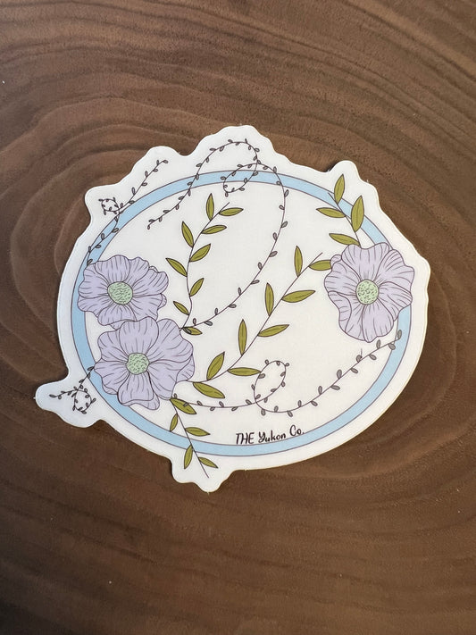 Oval floral sticker