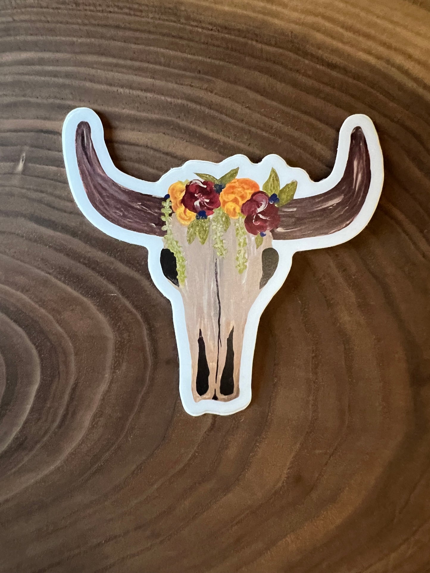Cow sticker | The Yukon Co | Vinyl sticker | Floral skull | Skull sticker | Floral sticker