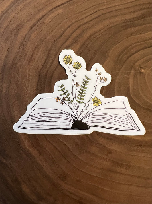 Floral Book Sticker| flower sticker | Vinyl sticker  | The Yukon Co sticker