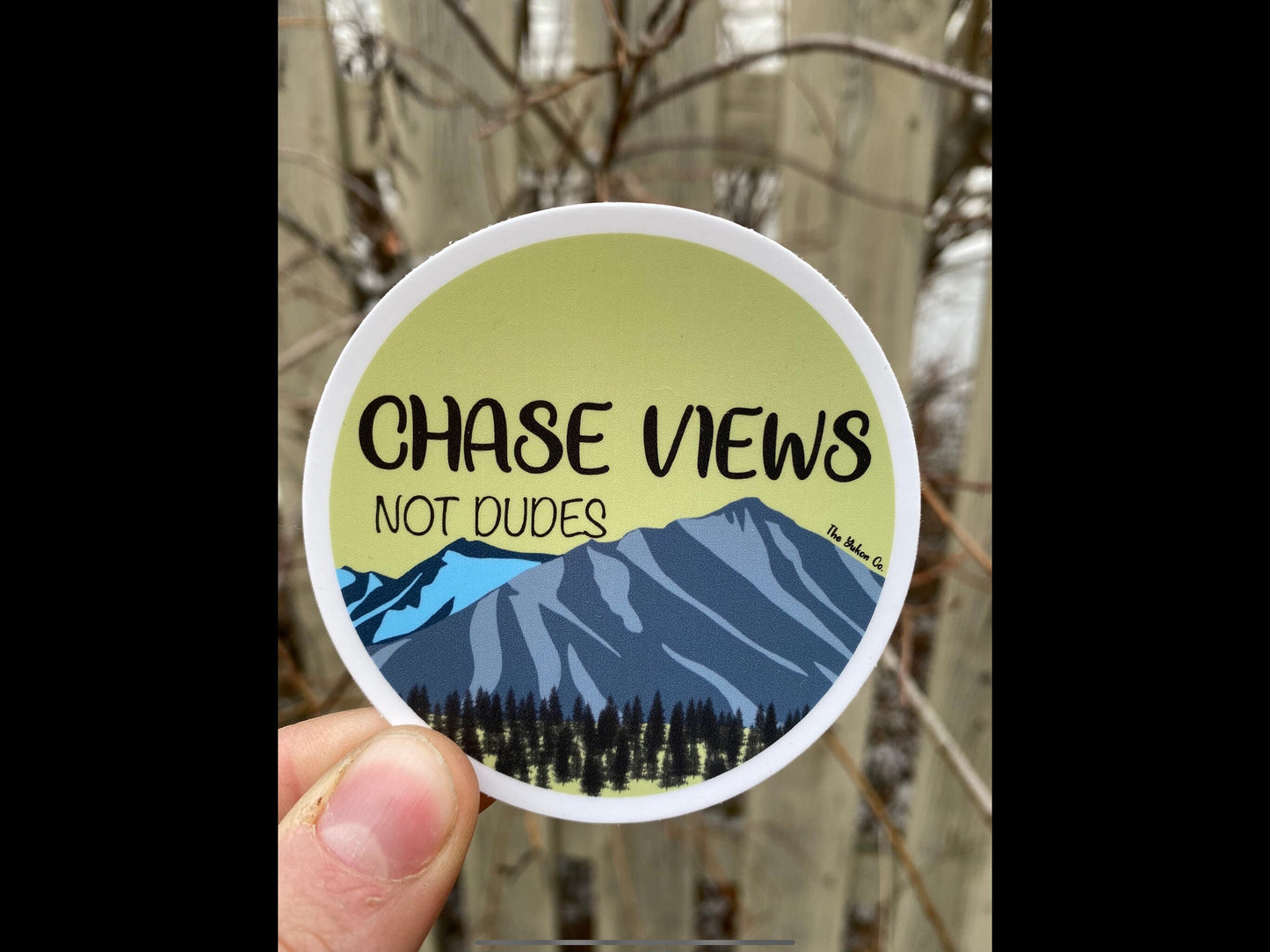 Chase Views not Dudes | Vinyl sticker  | The Yukon Co sticker | Funny sticker | Hiking sticker
